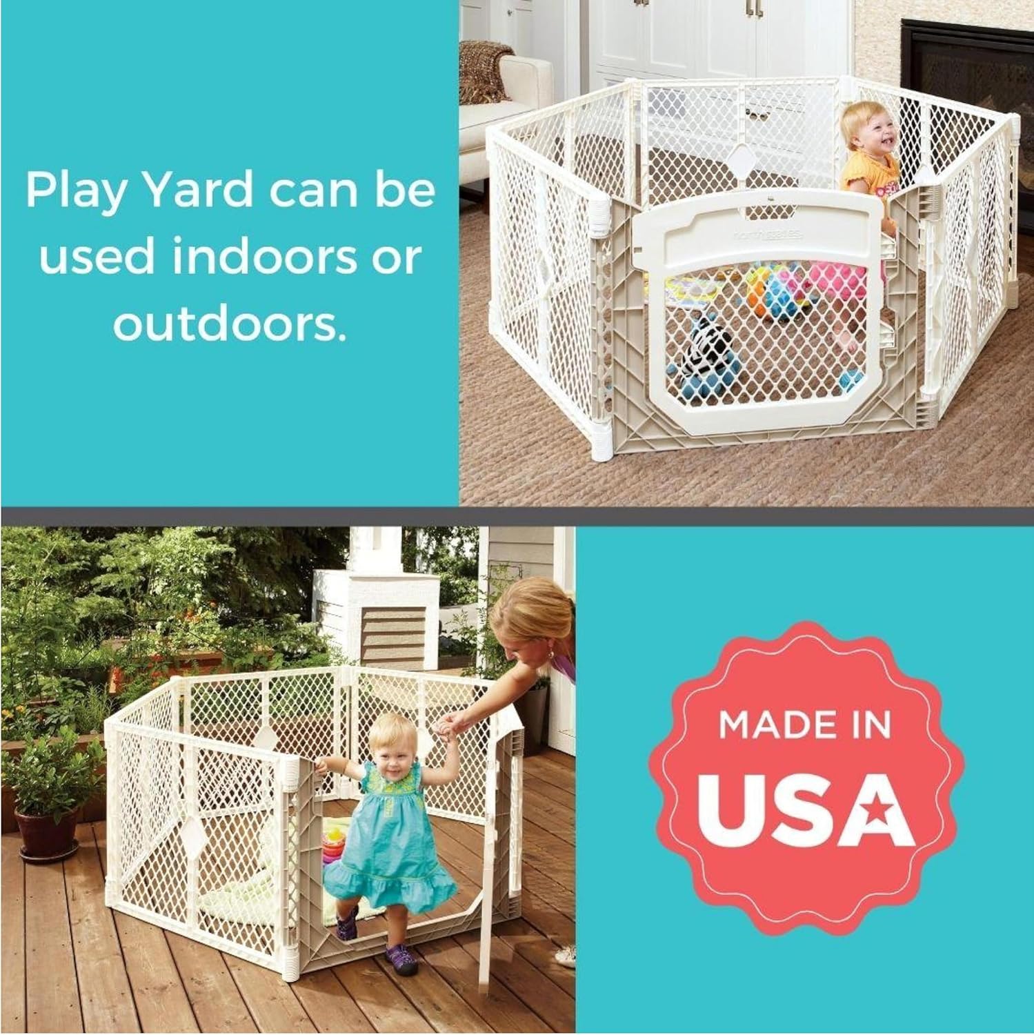 Ivory 26" Tall 6-Panel Baby Play Yard