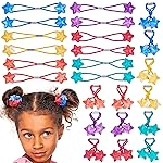 24pc Ponytail Balls Elastics Star Shaped Multicolored Twin Beads Value Pack Accessories Ties Band Girls Children