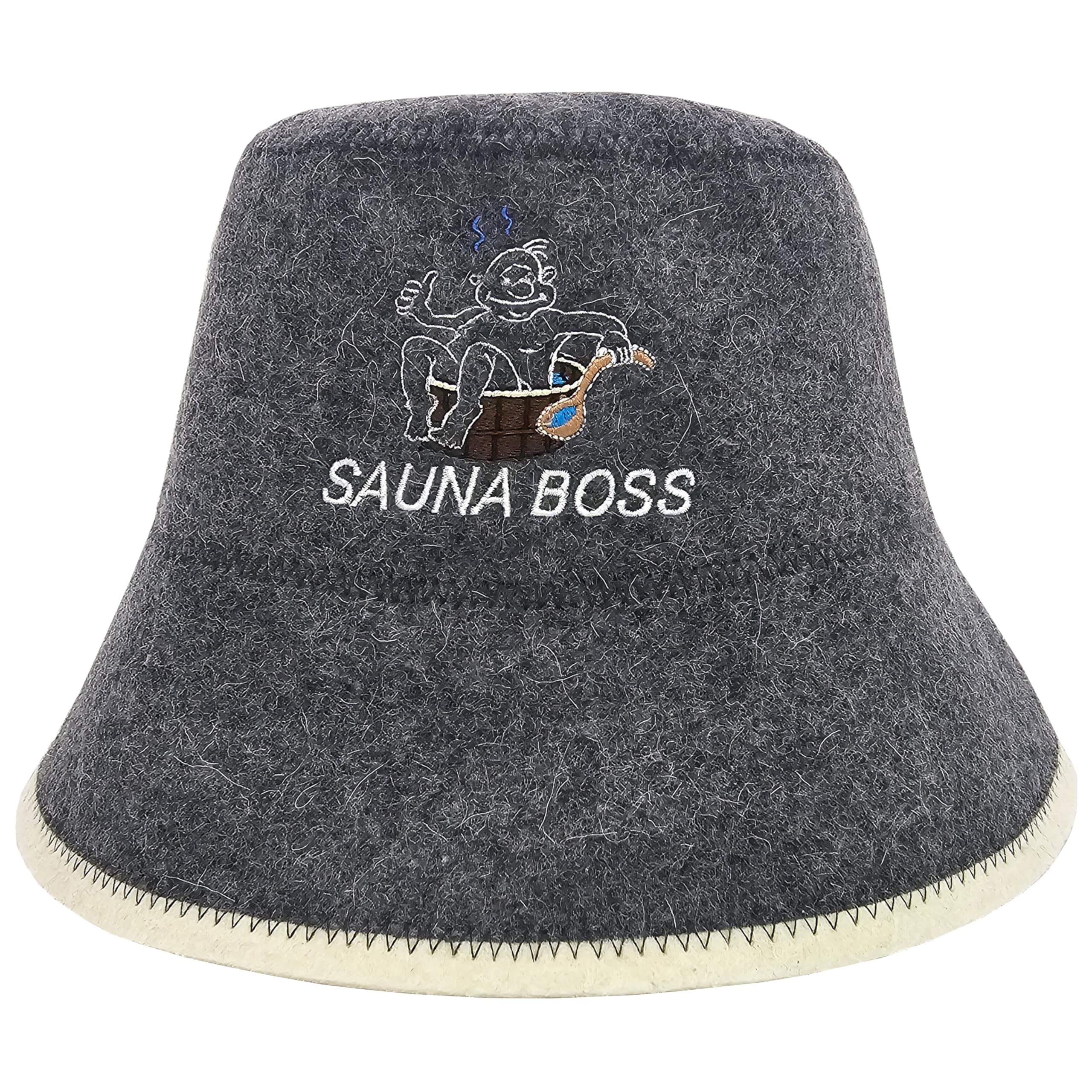 Chapeau de sauna Boss pour homme - Bonnet de sauna parfait en 100 % feutre - Chapeau de sauna, chapeau de sauna, chapeau de sauna, chapeau de sauna, chapeau pour homme - Cadeau de sauna pour
