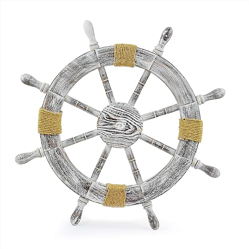 Miniatura 7 de Nagina International Rueda de madera de pino decorativa náutica antigua de 48 pulgadas  Capitán Maritime Beach Decoración para el hogar Regalo