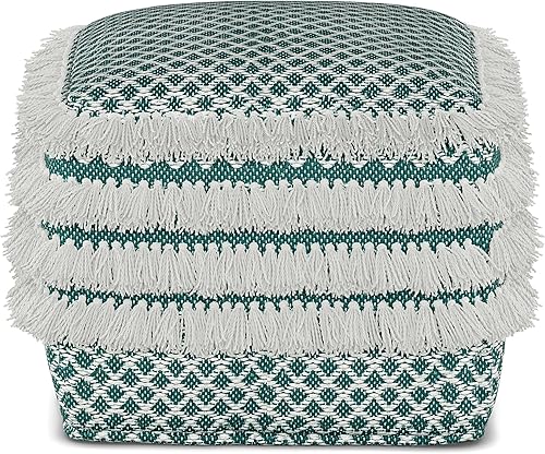 Miniatura 71 de SIMPLIHOME Nisi - Puf redondo de punto para exterior/interior en poliéster PET reciclado gris claro para sala de estar, dormitorio y habitación de