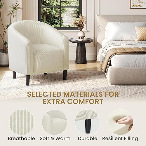 Miniatura 106 de Yaheetech - Silla decorativa con reposapiés, silla de respaldo de mediados de siglo, tapizada, suave, cómodo juego de sillón y reposapiés de tela,