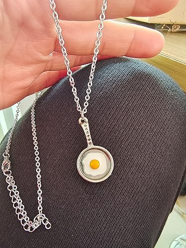 Vista 5 de Collar con colgante de chef para cocinar, sartén, huevo frito, collar, aretes, juego de aretes de cocina