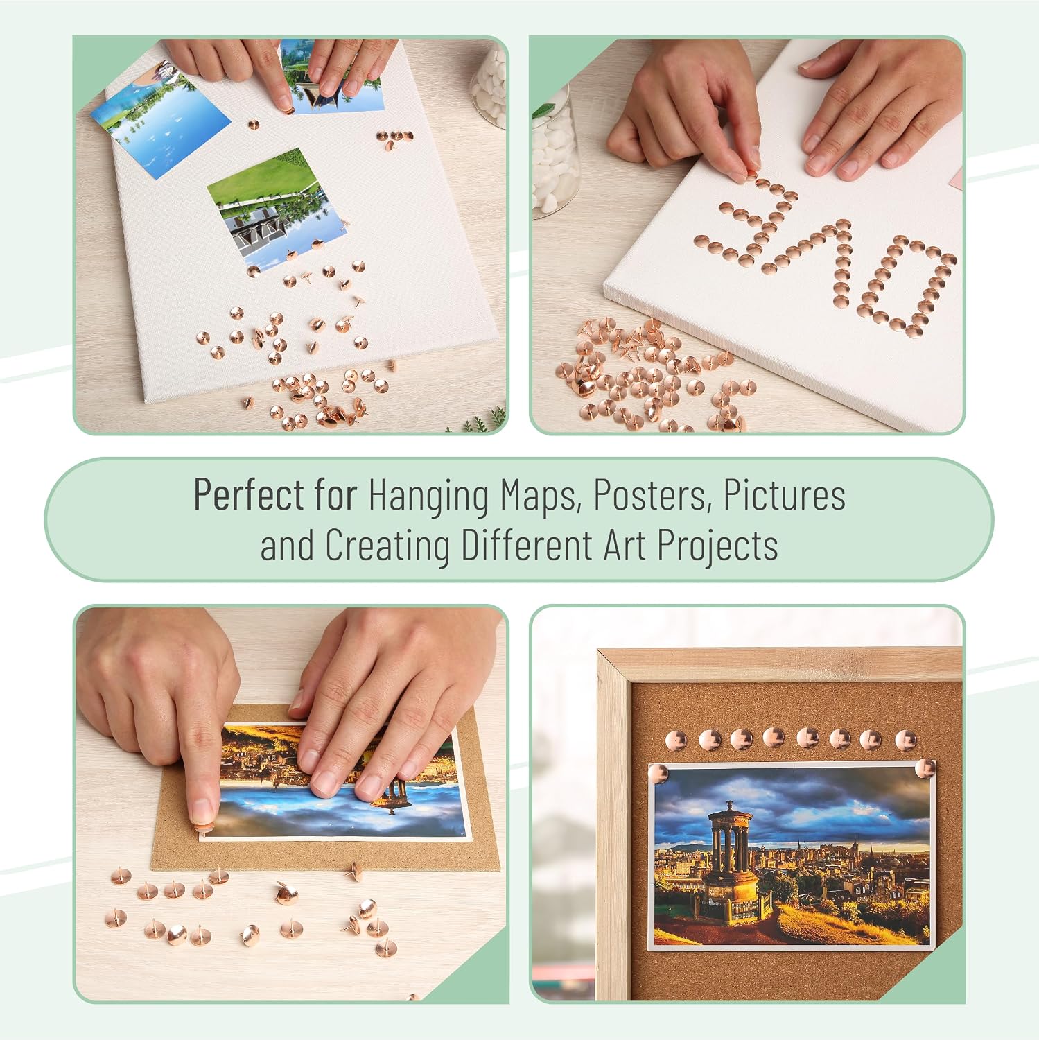 Mr. Pen- Thumb Tack, 500 Pack, Rose Gold, Flat Push Pins Bulk