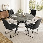 HIPIHOM 43.2"-59.1" Extendable Round Dining Table for 4-6 People, Modern Kitchen Oval Dining Table with Flexible Leaves Space Saving, Metal Base for Kitchen Dining Room (Walnut)