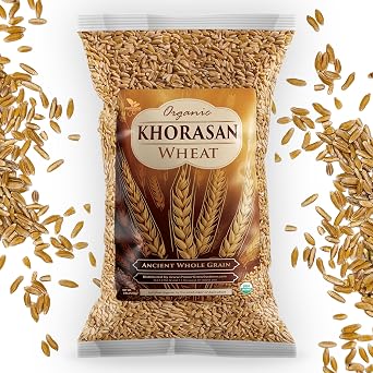 Khorasan Wheat Berries - 100% Certified Organic Khorasan Whole Wheat Grain by PowerGrow System Khorasan Wheat 5 Pounds