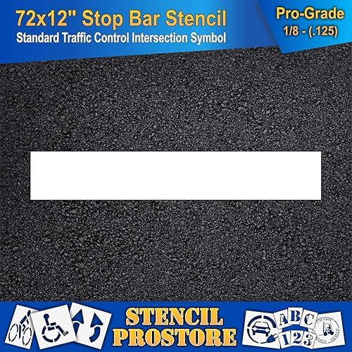 Miniatura 3 de Plantillas de pavimento - 72 pulgadas - Plantilla de barra de parada para intersecciones de carretera - 72 x 12 pulgadas x 18 pulgadas (128 mil) -