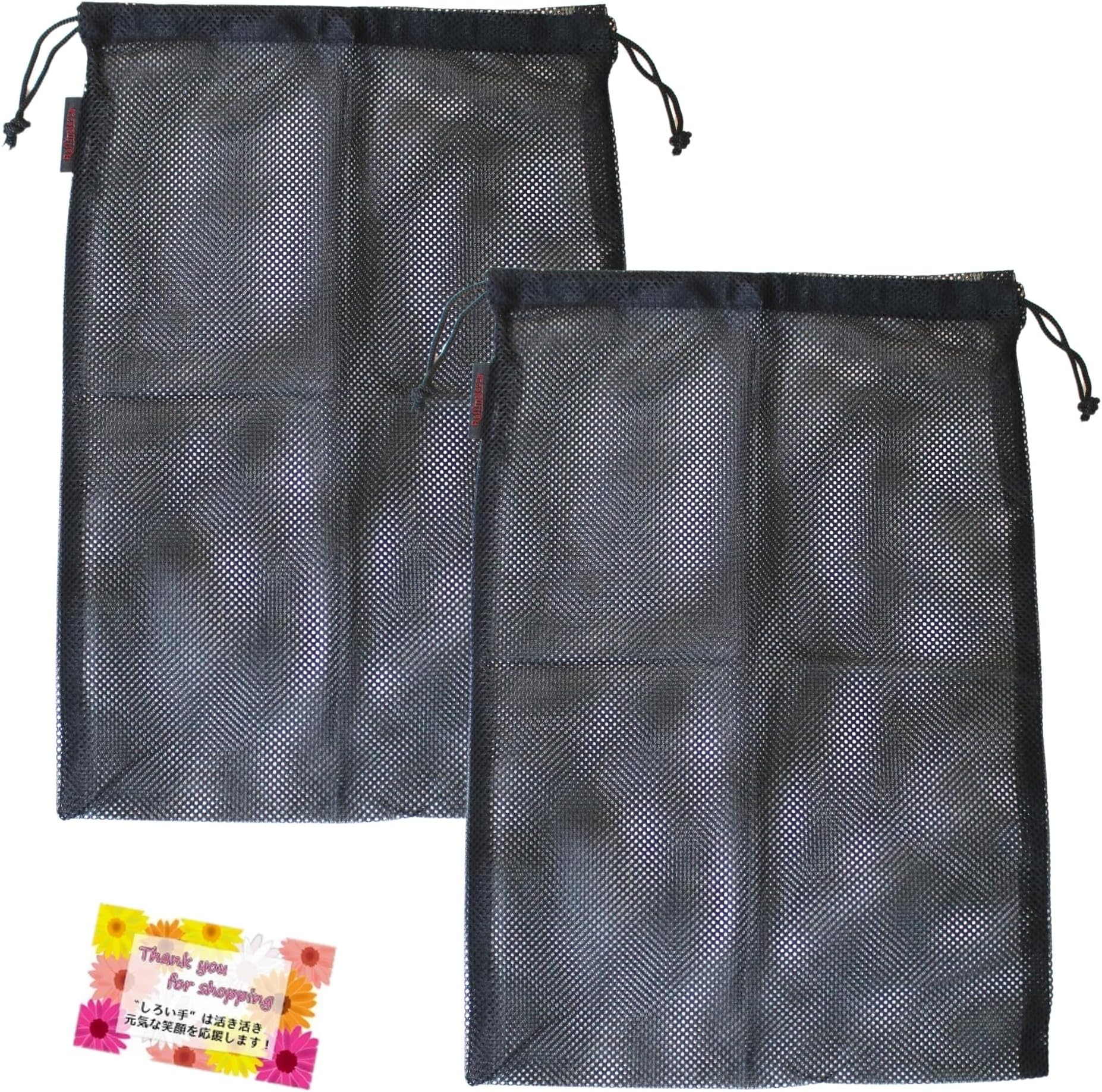 【Breathable and see-through drawstring bag】 Soft Mesh Drawstring L for organizing when going out, for travel or bag storage, storage, small item holder, bag, portable 16.5×11.8 inches 【Set of 2】