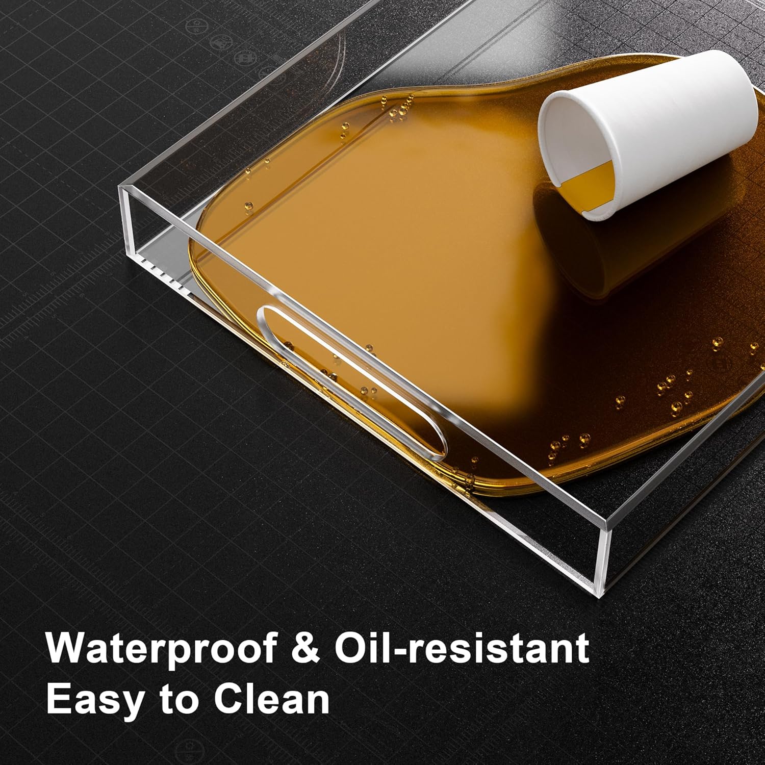 Serving Tray 12x16 Inch Decorative Serving Trays with Handles Clear Acrylic Serving Platter for Appetizers, Breakfast, Snacks – Perfect for Parties, Events, and Home Use, 2 Pack - Image 2