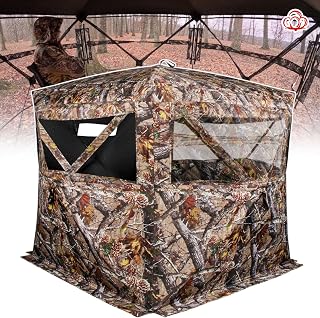 ShedOFF Insulated Hunting Blind for Cold Weather, 300D Oxford Ground Blind with Cotton Layer, 3 See-Through Mesh Windows, Windproof & Warm Hunting Tent for Deer & Turkey Hunting