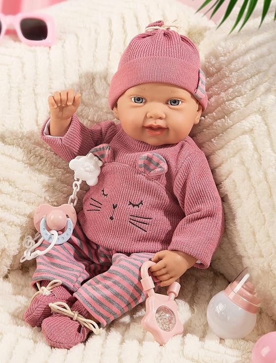Mother Love Baby Dolls, 16 Inch Realistic Baby Doll with Accessories, Soft Cloth Body, for 2+ Year Old Girls Gifts, Pretend Play, Collection