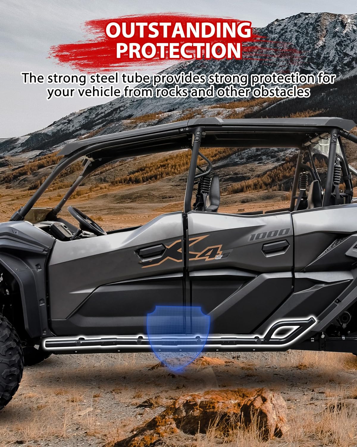 SAUTVS Nerf Bars Rock Sliders Side Bumper for Kawasaki Teryx KRX4 1000, Combined Tree Kickers Side Steps Low Profile Protector for Kawasaki Teryx KRX 4 1000 2023-2026 Accessories (4 Seat)