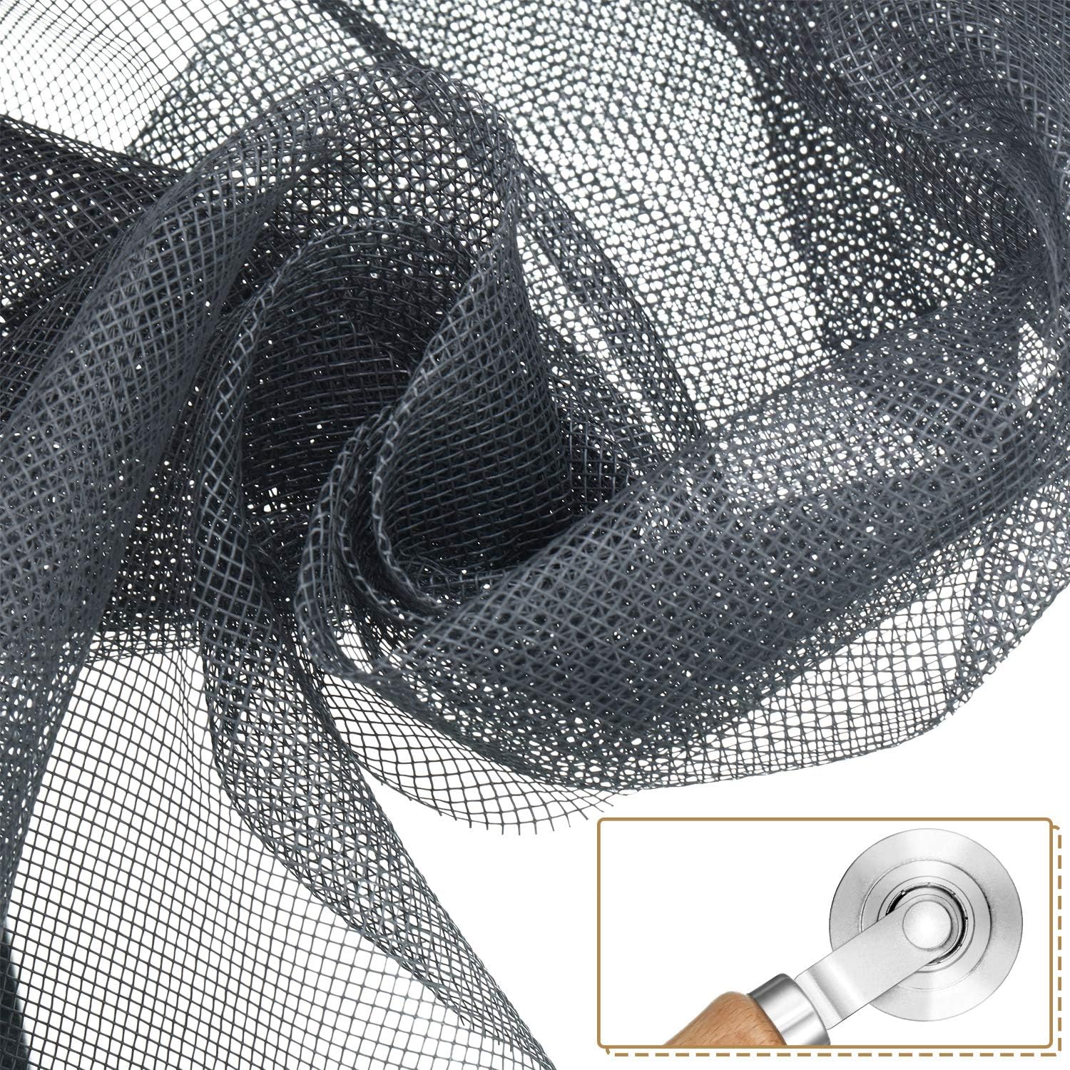 5 Pieces Window Screens Repair Kit, 2 Pieces 59 x 106 Inches Window Screens with Rolling Tool, Screen Retainer Spline, Window Groove Cleaning Brush for Windows Doors Patio Replacement