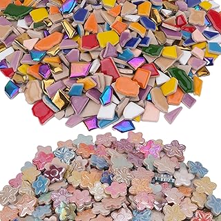2.5 lb Irregular & Flower Ceramic Mosaic Tiles for Crafts - (800g Small ...