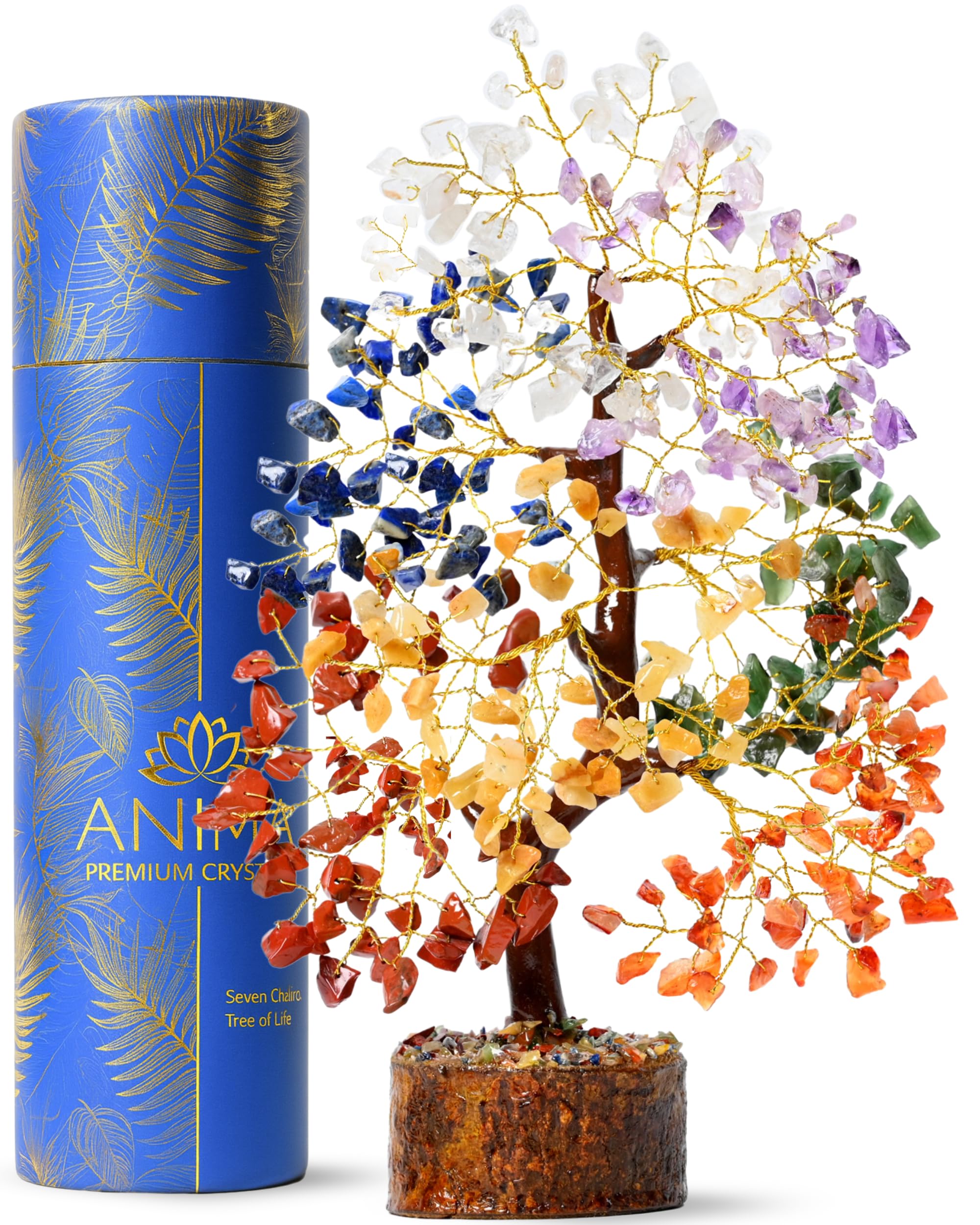 Anima Premium Kristall Lebensbaum – 7 Chakra Baum für Heilung, Harmonie, Positive Energie, Glück & Manifestation – Mit Begleitheft & Geschenkverpackung – Ethisch handgefertigt in Indien von Frauen
