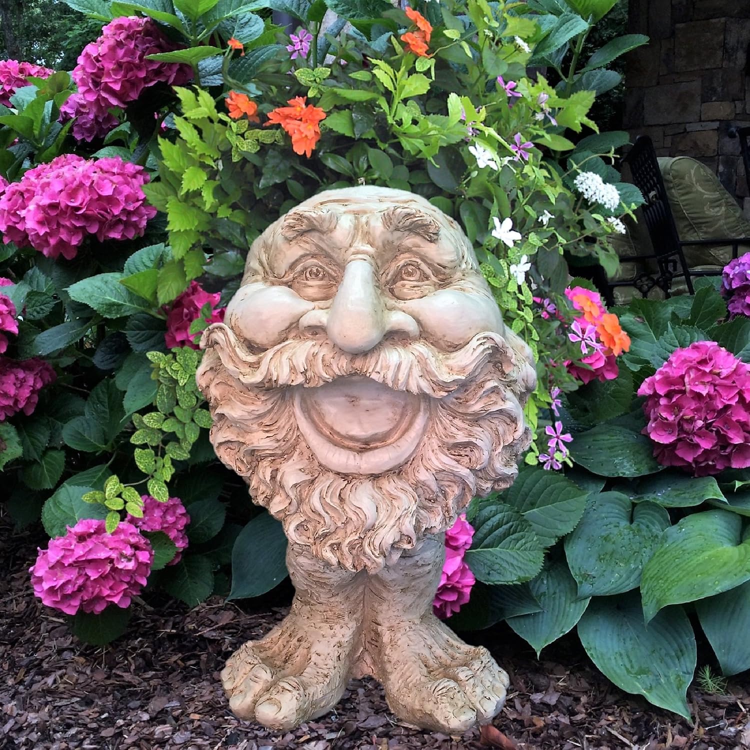 homestyles 18 in. Antique White Ole Salty The Muggly Statue Face Planter Holds 7 in. Pot
