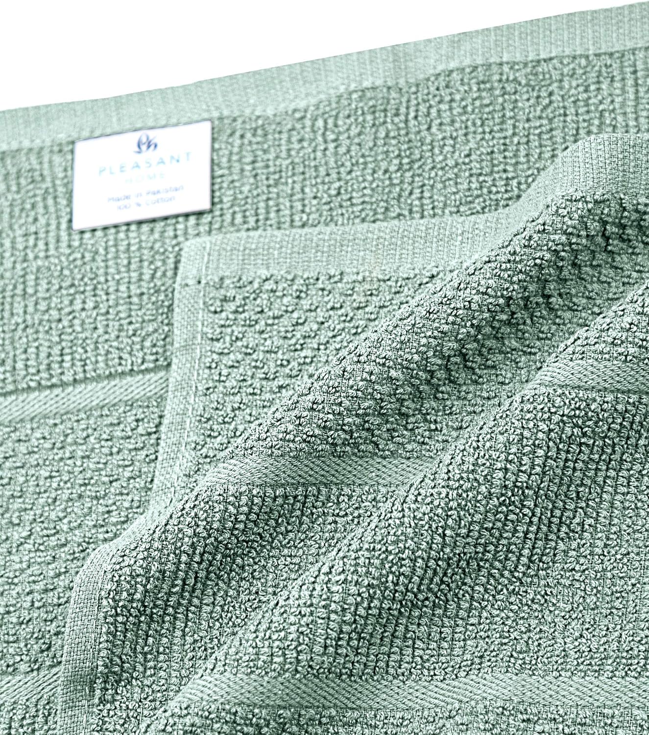 Pleasant Home Kitchen Towels (16.5”x 26”, 6 Pack) – Large Cotton Kitchen Hand Towels – Textured Solid Dyed – 369 GSM Highly Absorbent Tea Towels Set – Aqua