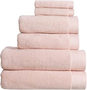 Christy Luxe 6 Piece Towel Set | Pearl Pink | Luxe Heavyweight 100% Turkish Cotton | Ultra Soft | Super Absorbent | 730GSM | 2 Bath Towels 2 Hand Towel 2 Face Cloths