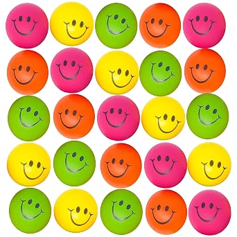 كرات ضغط الوجه المبتسم من Podzly 24 Pack - كرة الوجه ذات النيون الملونة السائبة - ألعاب Squishy من Fidget - مثالية للفصول الدراسية ، والإغاثة من القلق ، والهدايا ، وحسنات الحفلات ، والتوحد وعلاج التنظيم الذاتي