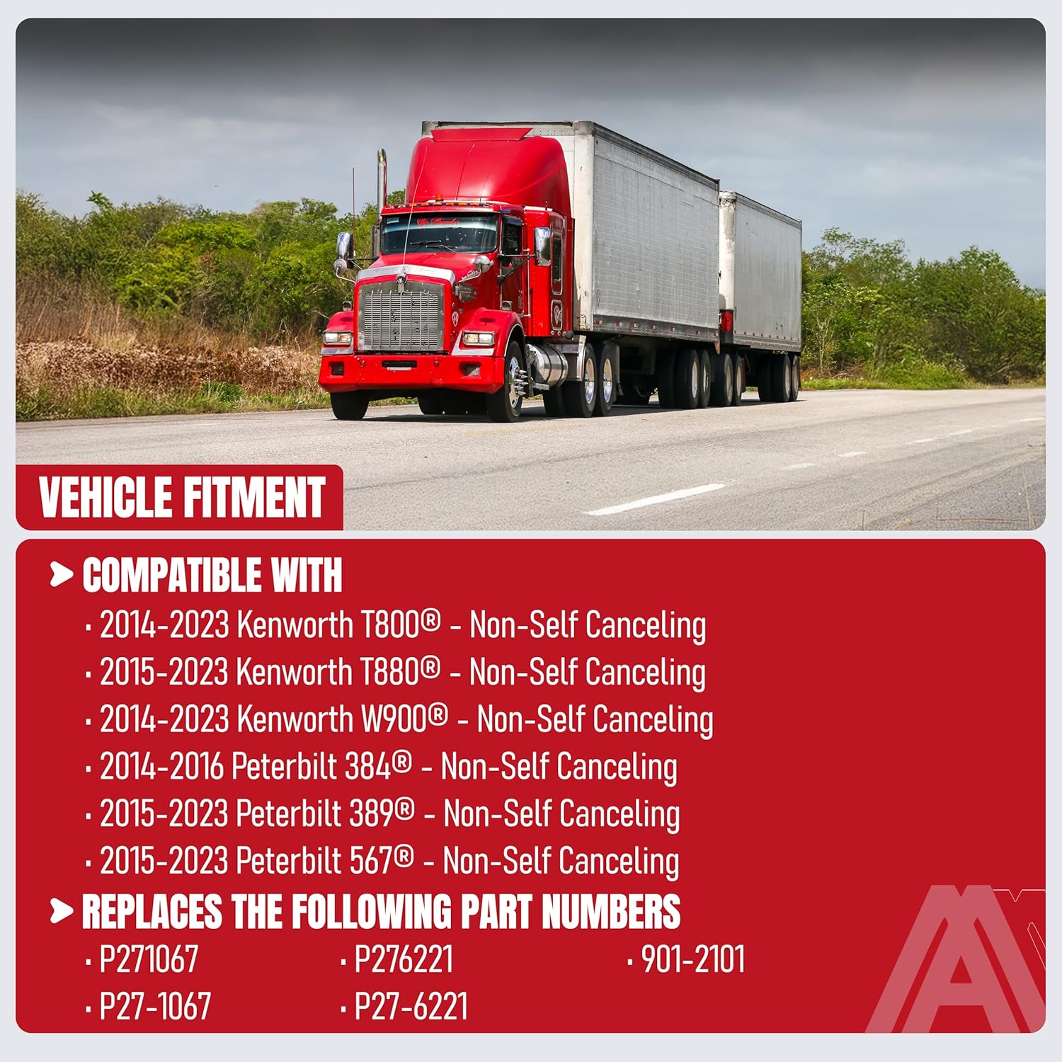 Turn Signal Switch with 8-Wire Replacement by AA Ignition - Compatible with Kenworth and Peterbilt - 2014-2023 T800, T880, W900, 384, 389, 567 - Replaces P271067, P27-1067, P276221, P27-6221, 901-2101