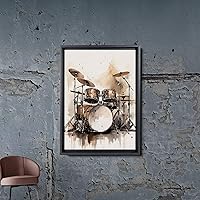 Vista 2 de Drummer Canvas Wall Art, Drum Set Watercolor Art Drummer Home Decor Ready to Hang Drummer, Canvas Wall Art Music Studio Art, Modern Art, Print
