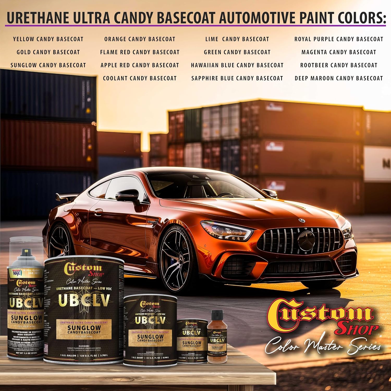 Custom Shop UCB Urethane Ultra Candy Basecoat Automotive Paint - Sunglow Candy Basecoat- 4-Ounce Bottle