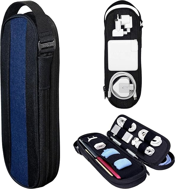 SIDE BY SIDE Premium Tech Organizer na kable, ładowarkę, powerbank, torba na co dzień na SSD, przewody, akcesoria elektroniczne, torba do przechowywania niezbędnych rzeczy podróżnych do latania