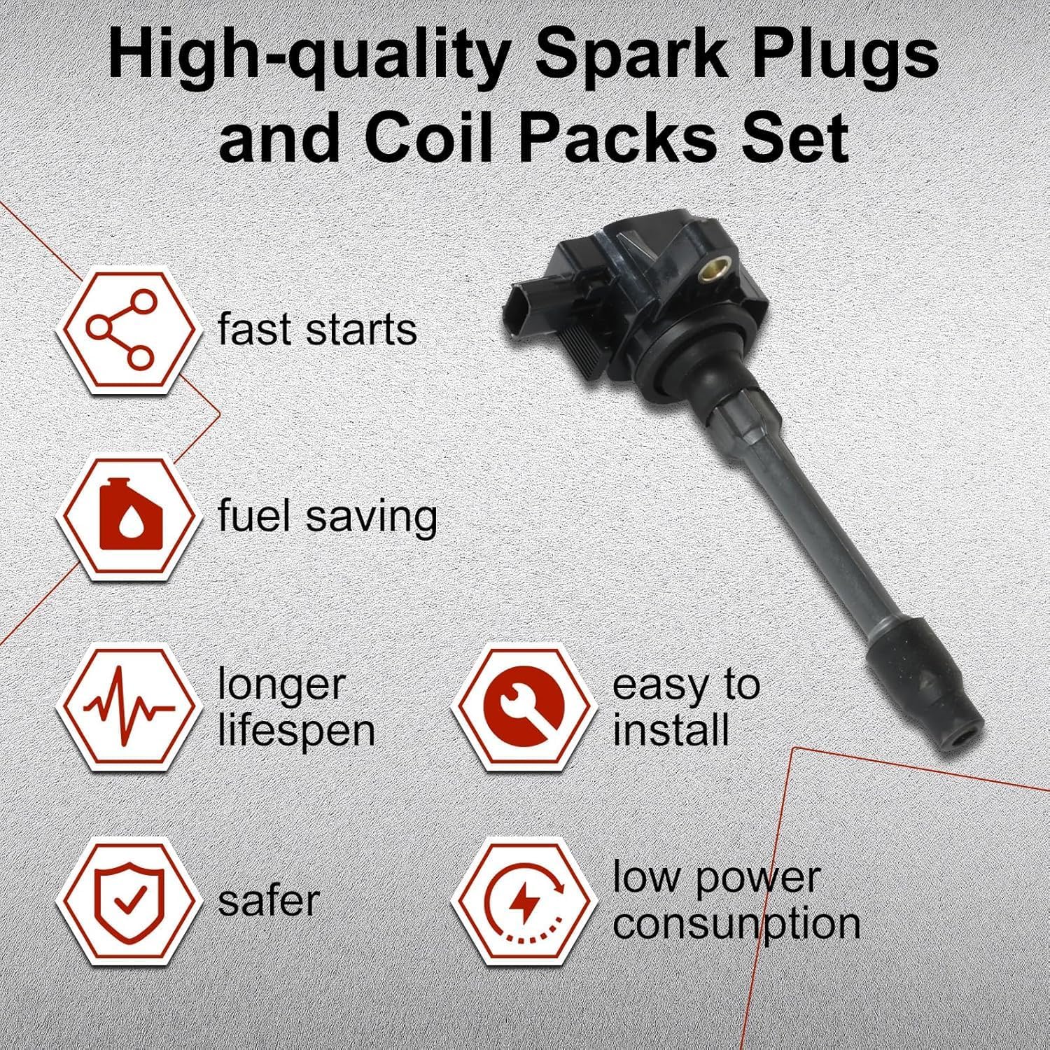 UF781 4pcs Ignition Coil Pack 95660 Iridium Spark Plugs fit for Honda CRV L4 1.5L 2017-2020 for Civic 2.0L 2017-2020 Automotive Replacement Ignition Coil Packs IGC0095 8010843