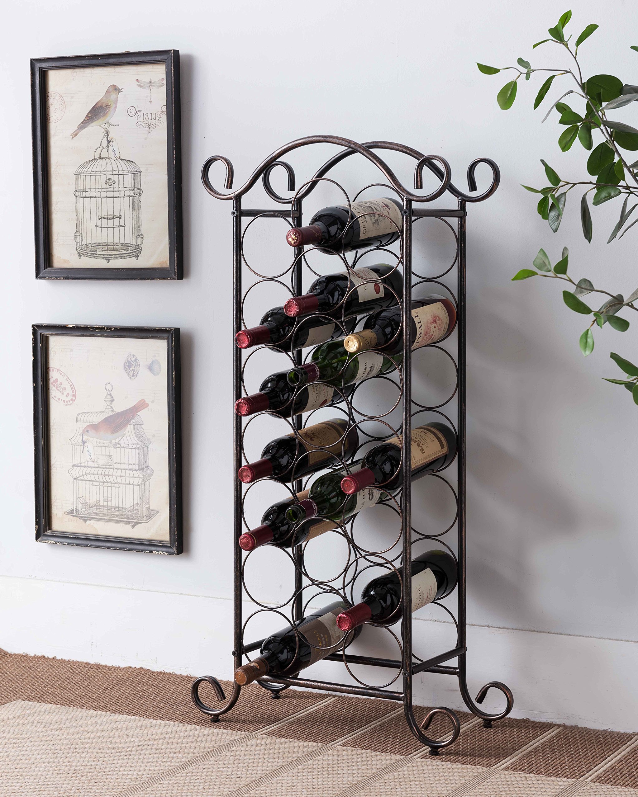 Kings Brand FurnitureBrushed Copper Free Standing Storage Organizer Display Wine Rack