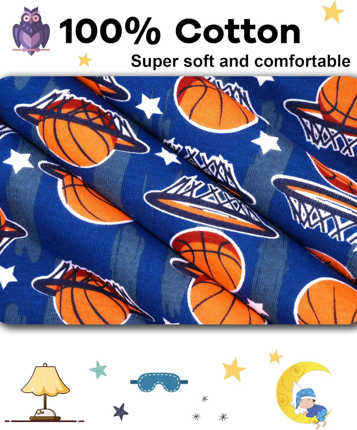 DAUGHTER QUEEN Boys Pajamas 4 Pieces Long Set 100% Cotton Sleepwear Size 18 Months-12 Years - Image 6