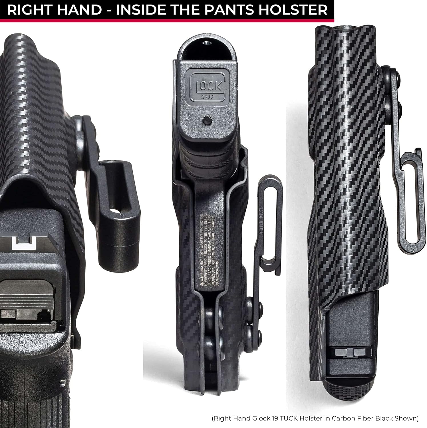 Concealment Express Tuckable IWB KYDEX Holster - Claw Compatible - 'Posi-Click' Retention - Custom Fit - Adj. Cant & Ride Height - 100% US Made (CF BLK)