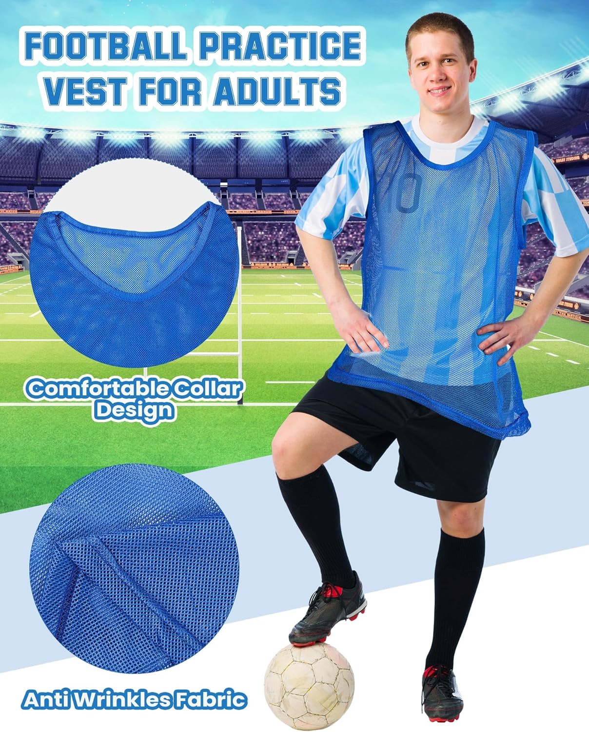 Pasimy 36 Pcs Adult Pinnies Scrimmage Vests Youth Pinnies Team Practice Jerseys for Sports Soccer Football Basketball