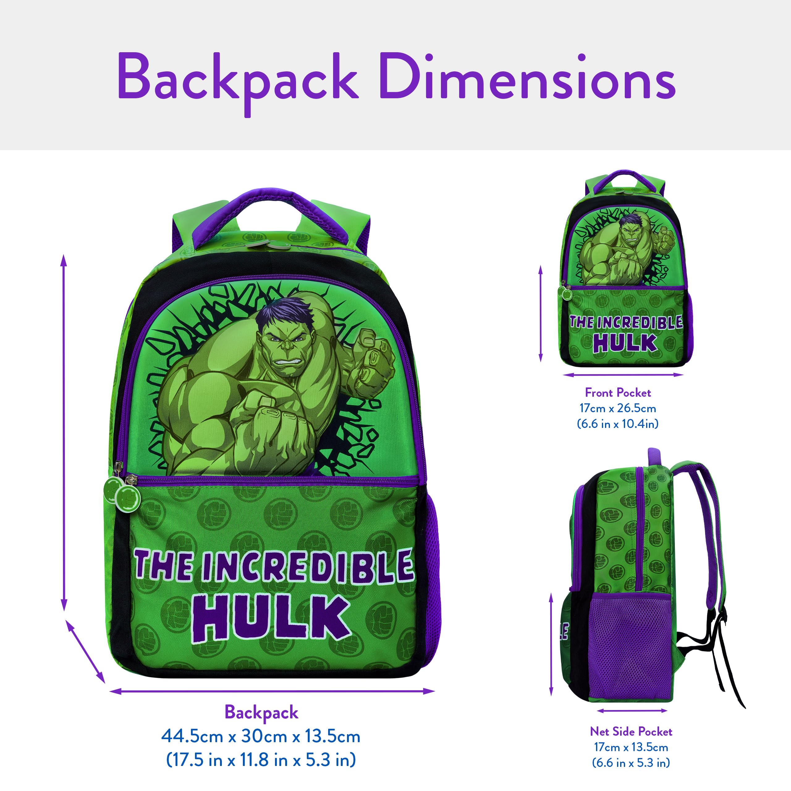 Marvel Sac à Dos Enfant, The Incredible Hulk sac enfant, Taille Unique
