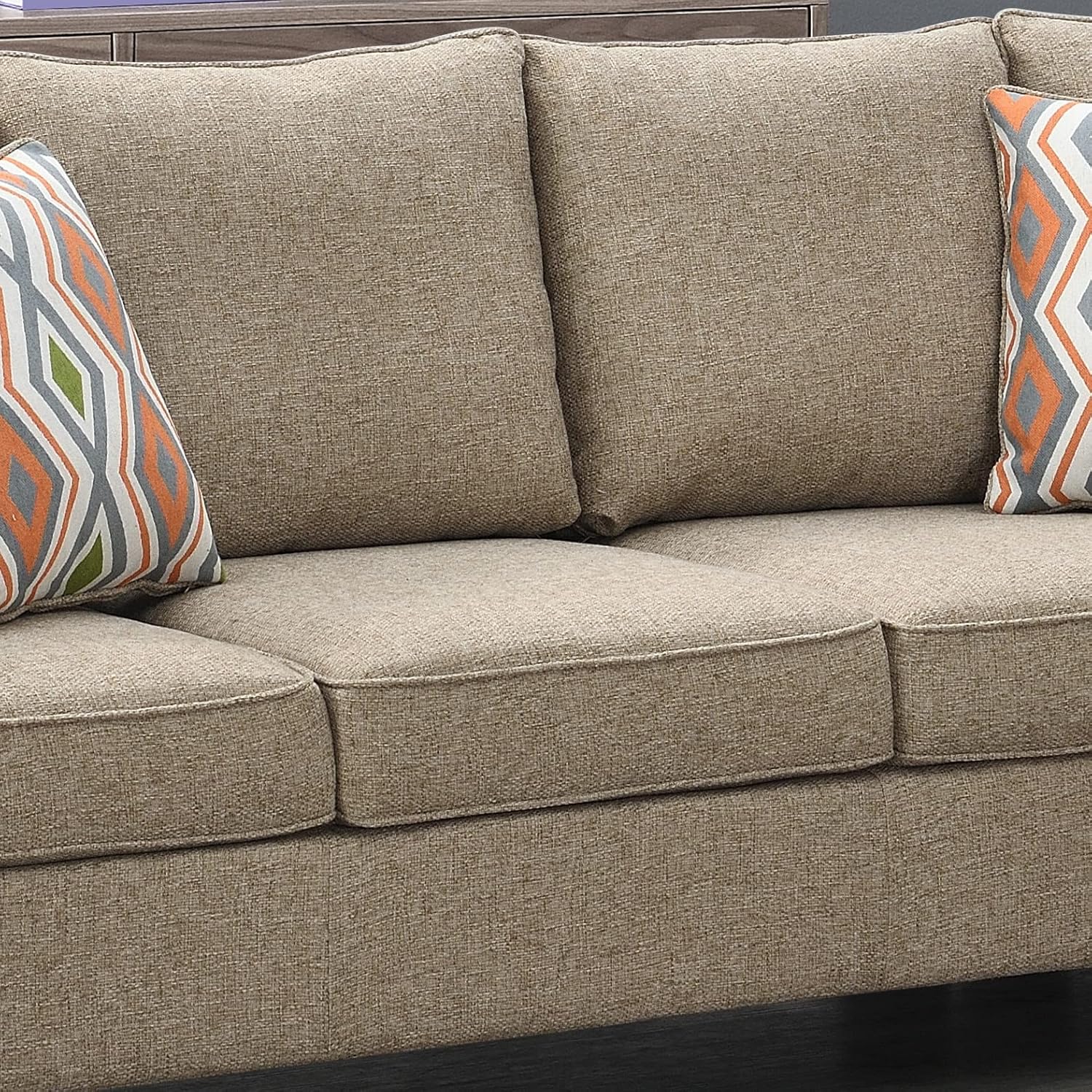 Upholstered Sectional Sofa with 4 Cushions, Modern Tufted Micro Cloth L-Shaped Sofa Couch, with Memory Foam, 5 Seat Modular sectional Sofa with Reversible Chaise - Saddle - Oliver & Smith