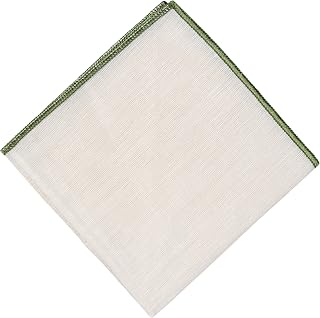 Herren Einstecktuch, Leinen, cremefarben mit farblich besticktem Rand, Anzugzubehör für Hochzeit, formelle Veranstaltung, 24 cm x 24 cm