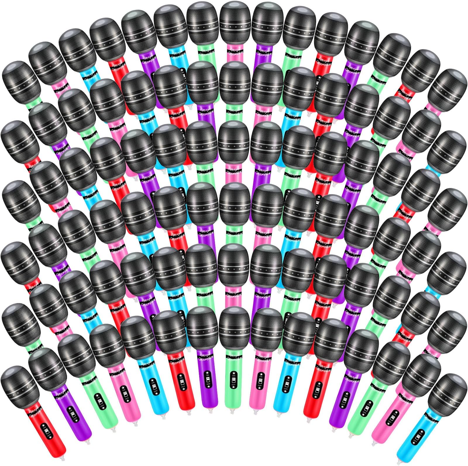 Zhanmai 60 Pcs Inflatable Microphones, 9.8", Colors, Kids Party Props