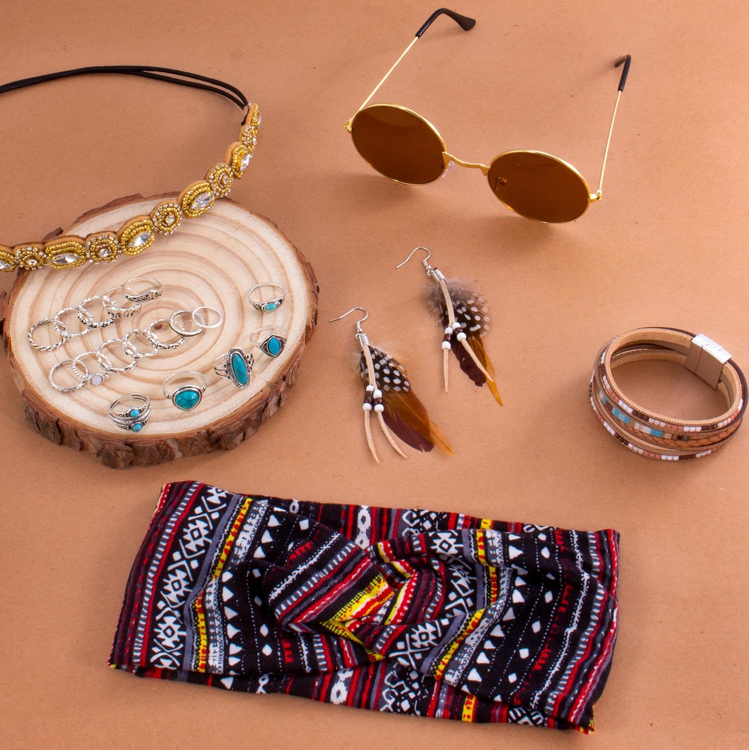 60s 70s Outfit for Women Hippy Accessories Fringe Hippie Vest Clothes for Halloween Disco Party Hippie Costume Set - Image 4