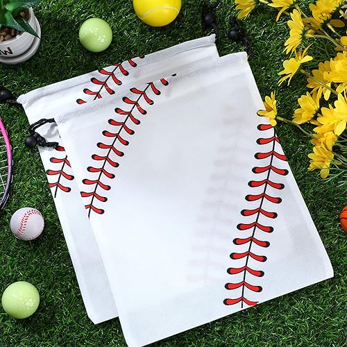 Miniatura 4 de Nuogo 24 mochilas deportivas de béisbol con cordón para fiestas deportivas, bolsas de golosinas, bolsas de regalo, para jugadores, atletas, bolsas
