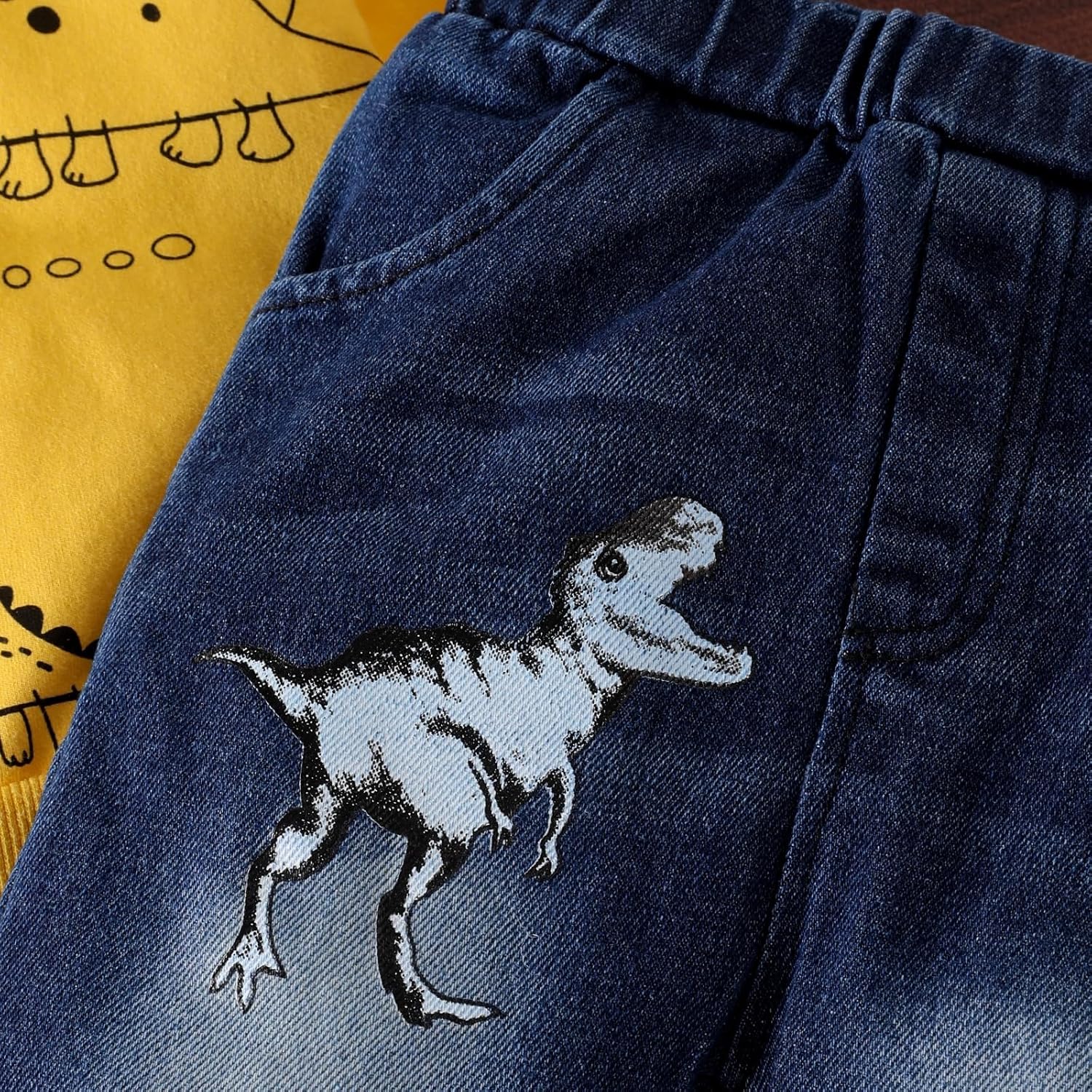 Toddler Boy Clothes Baby Dinosaur Pullover Sweatshirt Infant Pocket Jeans Pants Fall Winter Outfits Set 12 Months-5T - Image 6