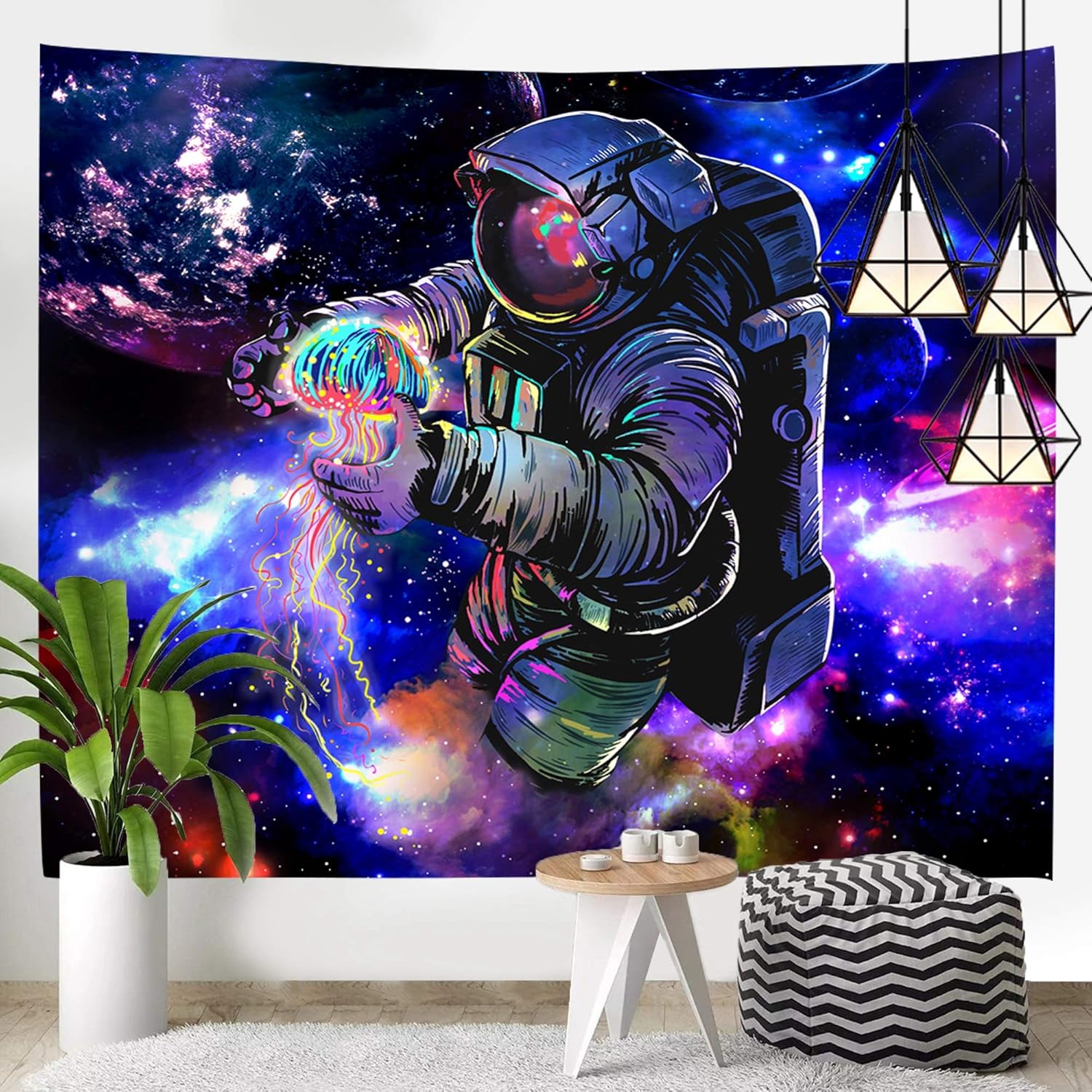 Buy Hexagram Astronaut Tapestries Wall Tapestry Bohemian Hippie