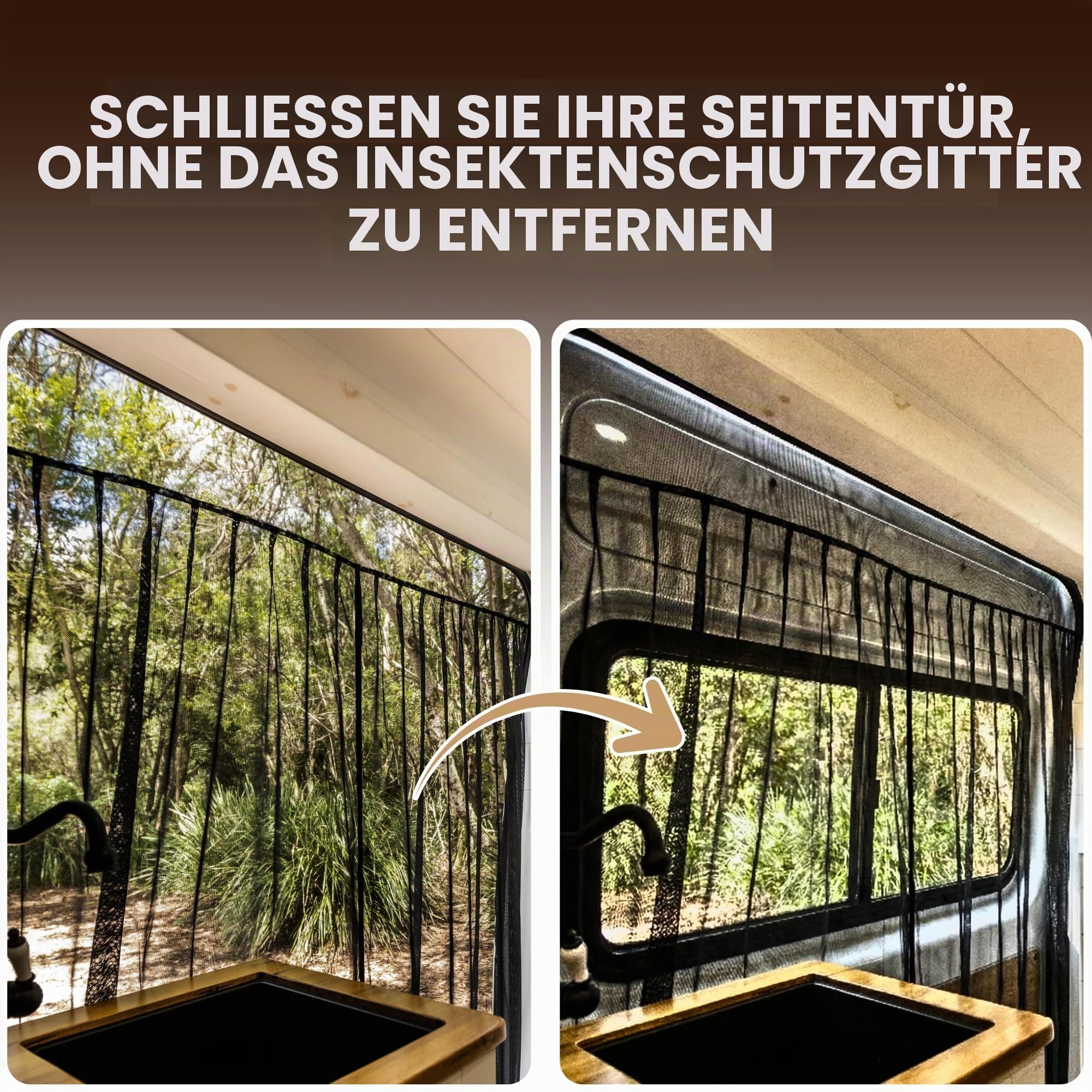 Moskitonetz für Mercedes Sprinter Opel Movano Ford Transit FIAT Ducato Seitentür Magnetverschluss