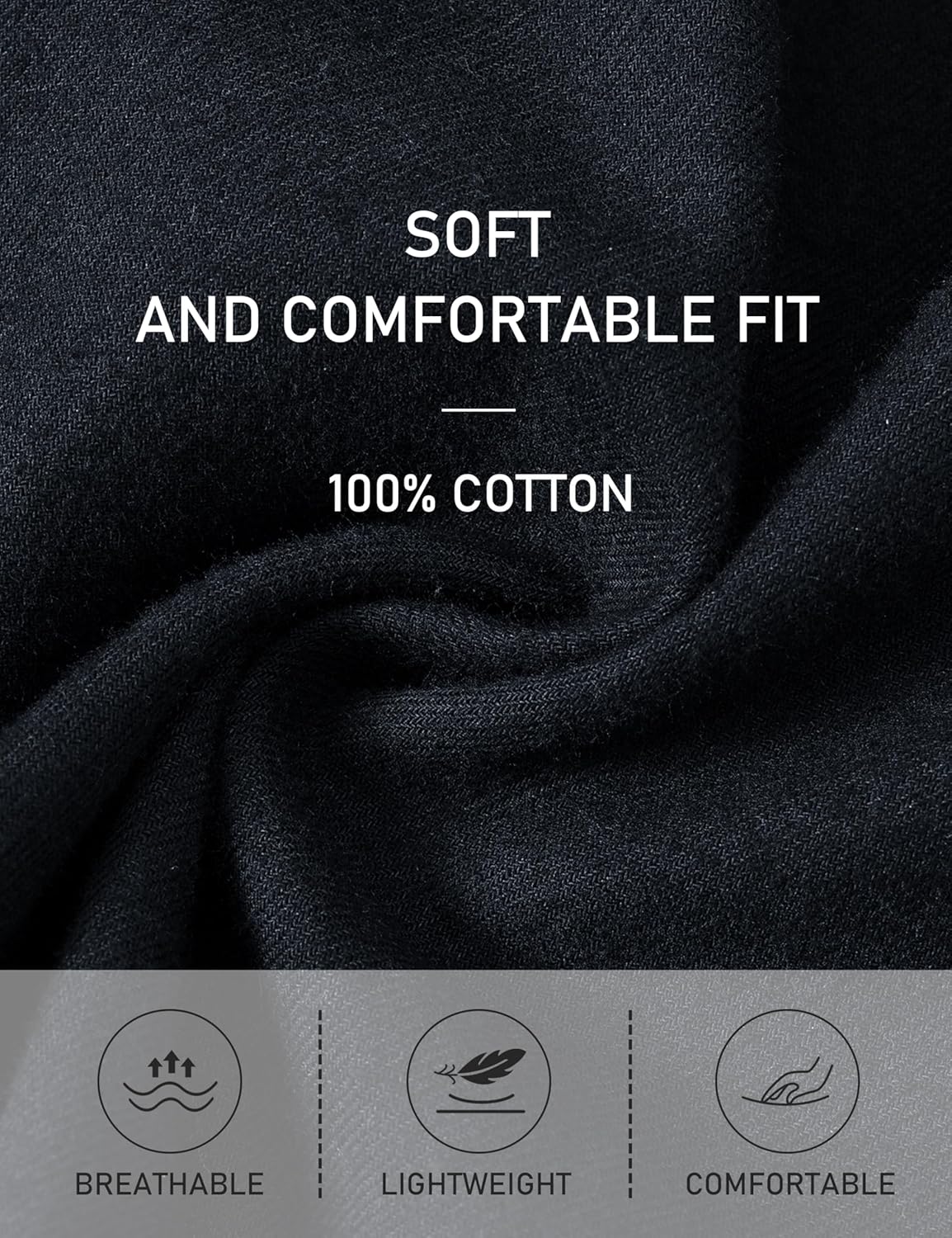 MoFiz Men's Cotton Pajamas Sets Sleepwear Long Sleeve Button Down Loungewear with Pants Soft Pjs Lounge Set with Pockets - Image 6