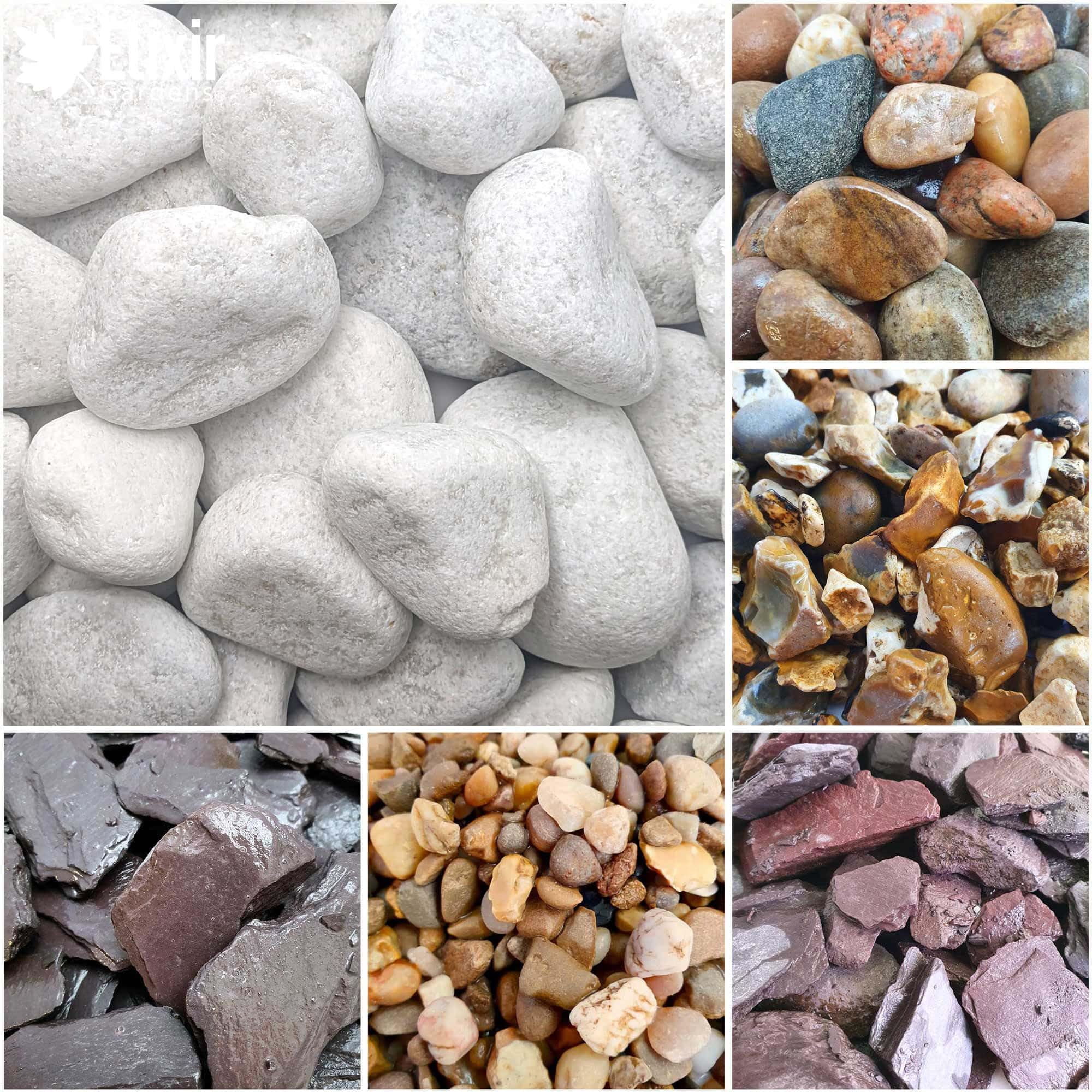 Elixir Gardens Aggregates for Flowerbeds, Rockery, Patio & Paths, Driveway & Ground Cover | 1kg to 800kg Bags | White Marble Cobble Stones (40mm-80mm) โ image 1
