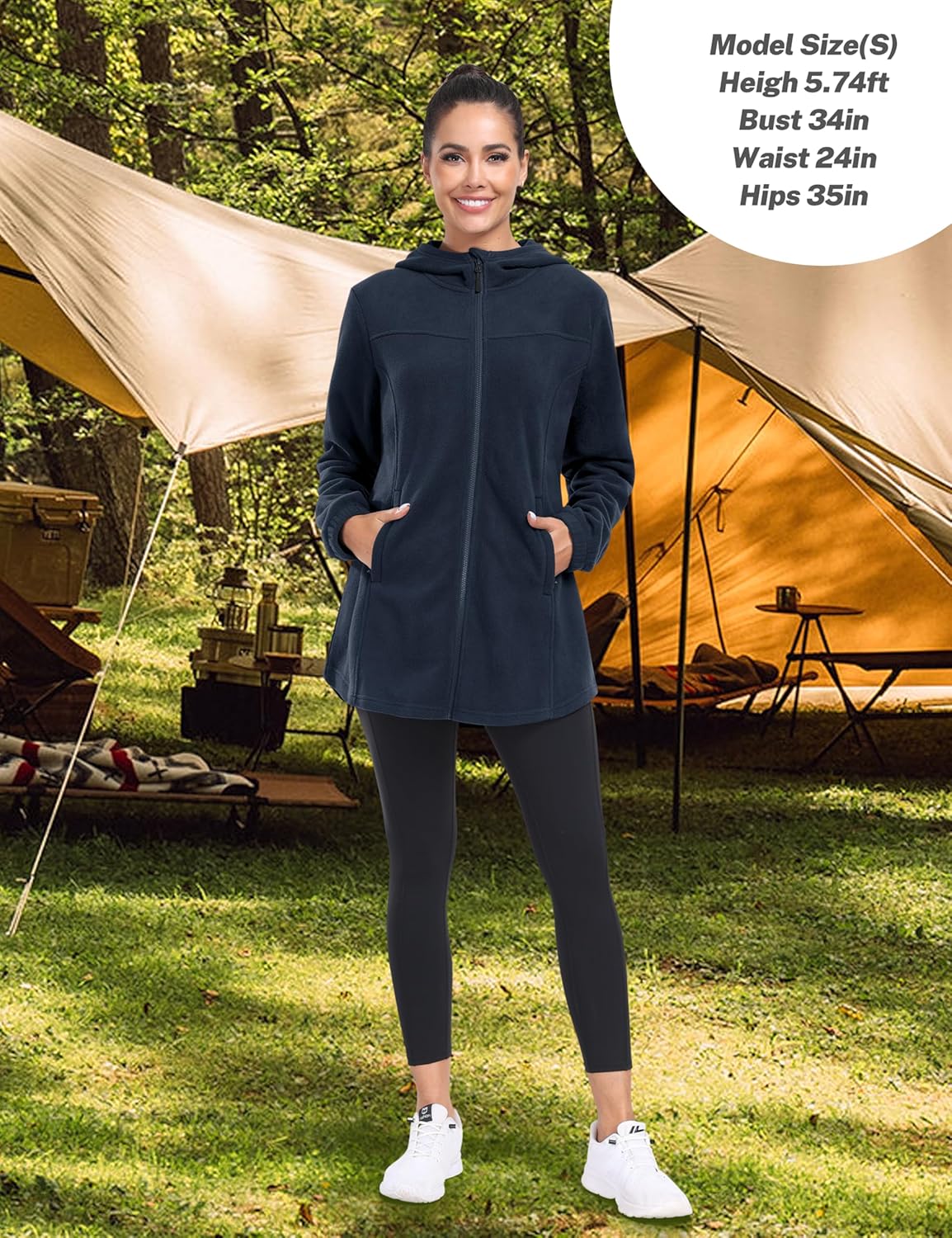 MoFiz Women's Long Fleece Zip Up Hoodies Long Sleeve Full Zip Soft Warm Polar Fleece Jacket Coat with Pocket for Fall Winter - Image 6