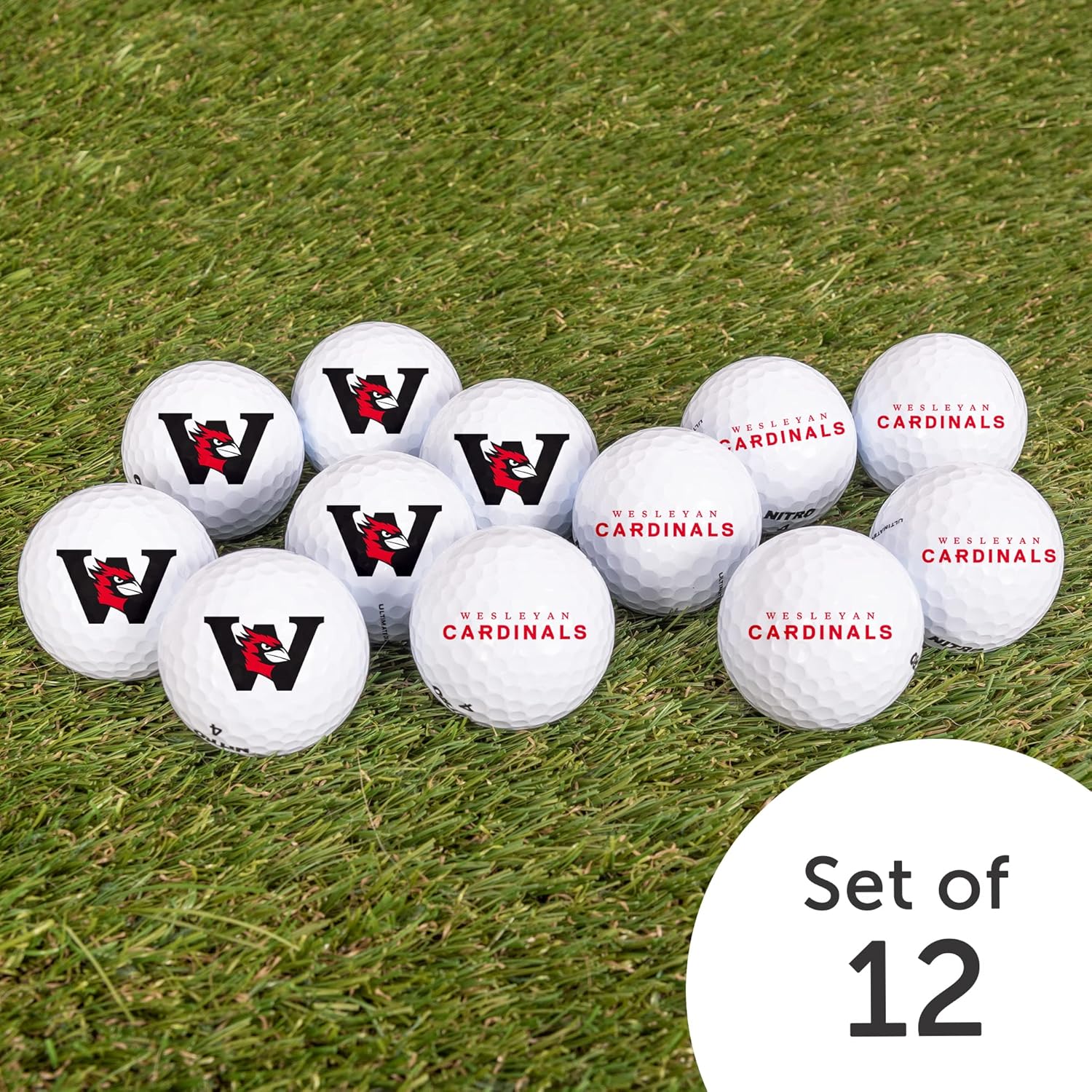Desert Cactus Wesleyan University Golf Balls 12 Pack – Wesleyan Cardinals Full Color Dozen – Officially Licensed Sport Team Accessory