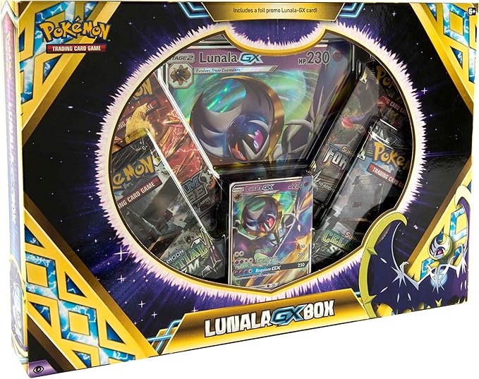 Amazon.com: Pokémon TCG: Lunala GX Box | A Foil Promo Card | 4 Booster ...