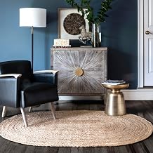 nuLOOM Rigo Natural Solid Flatweave Area Rug, Oval 2 x 4