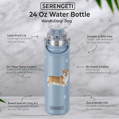 Miniatura 22 de E&S Pets SERENGETI - Botella de agua de acero inoxidable de 24 onzas con tapa a prueba de derrames, doble pared aislada al vacío, impresión 3D