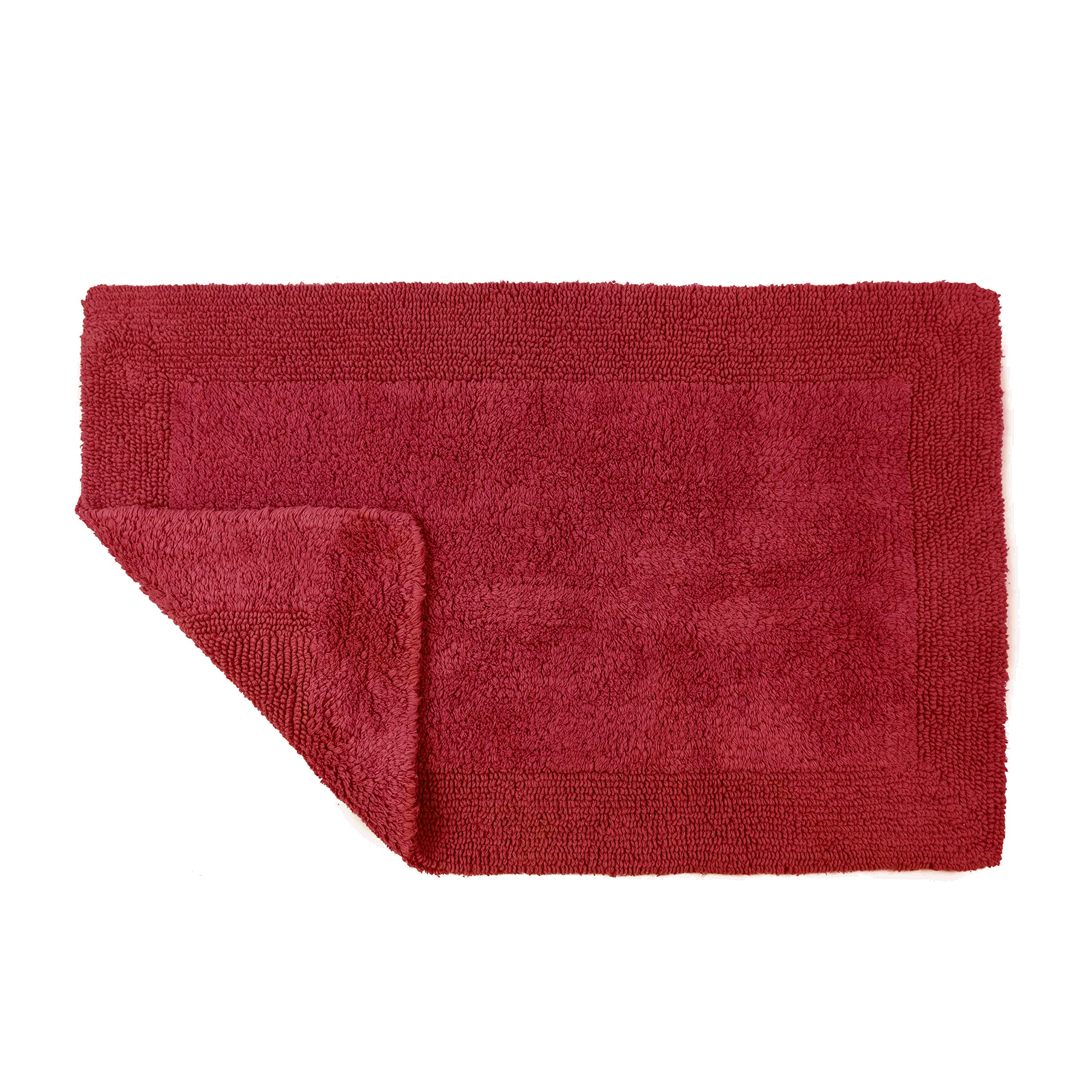 Allure Bath Fashions Cranberry Allure Heavyweight Reversible Bath Mat, 100% Cotton, Super Soft, Washable, Large Size 53Cm X 85Cm (Cranberry)