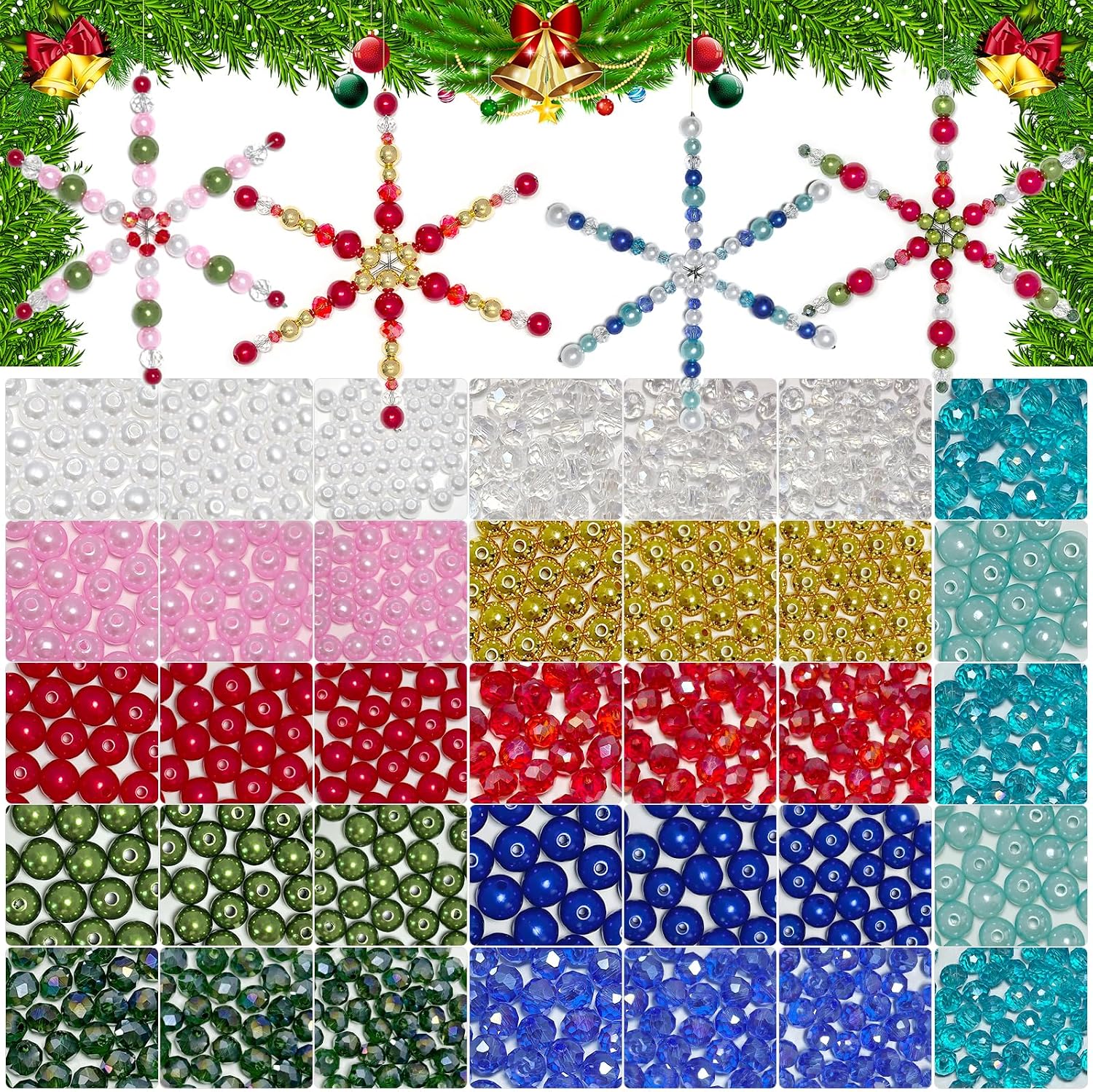 1935 PCS Christmas Snowflake Bead Kit with 24 Wires